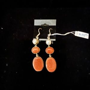 SS Sunstone/Pearl earrings